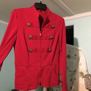 Red cardigan sweater